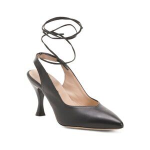 OROSCURO Black Made In Italy Leather Slingback Heels